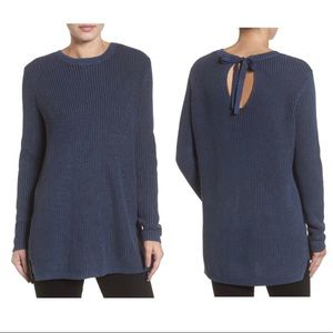 Caslon Tie Back Blue Oversized Tunic Sweater